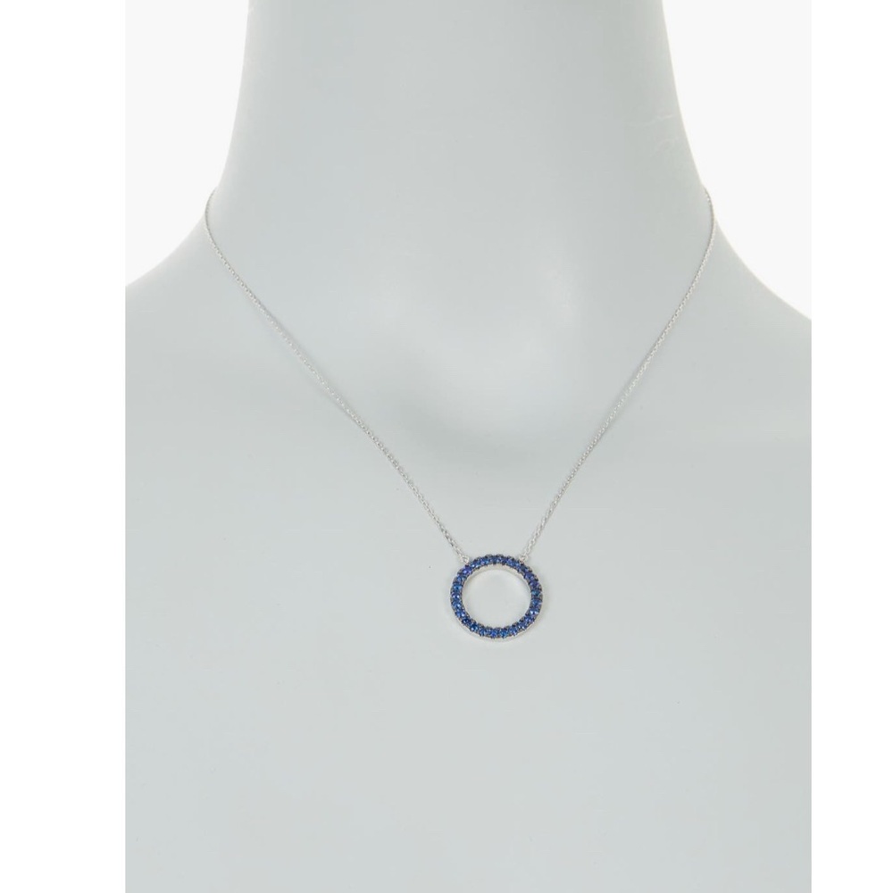 + SUZY LEVIAN + Sterling Silver & Blue CZ Circle Pendant Necklace - Picture 2 of 4
